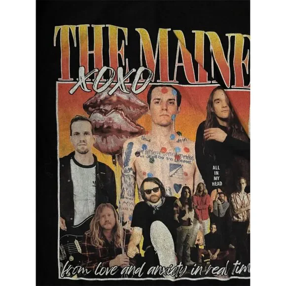 The Maine Band T-Shirt Black Unisex L XOXO Album Design Graphic Tee - Picture 2 of 3